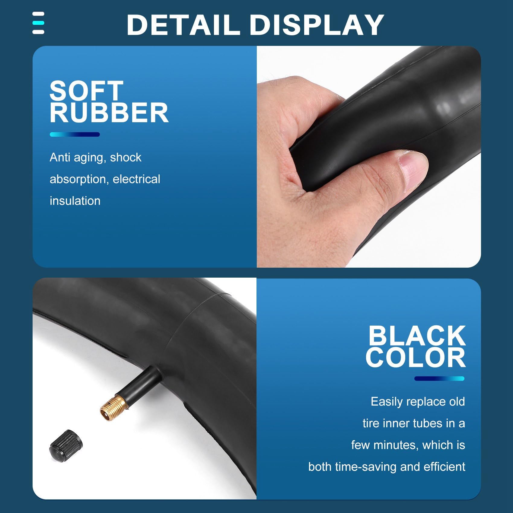 Confezione da 2 camere d'aria per bicicletta, 20 x 3,0 32 mm, valvola Schrader, 50,8 cm, per mountain bike, colore nero