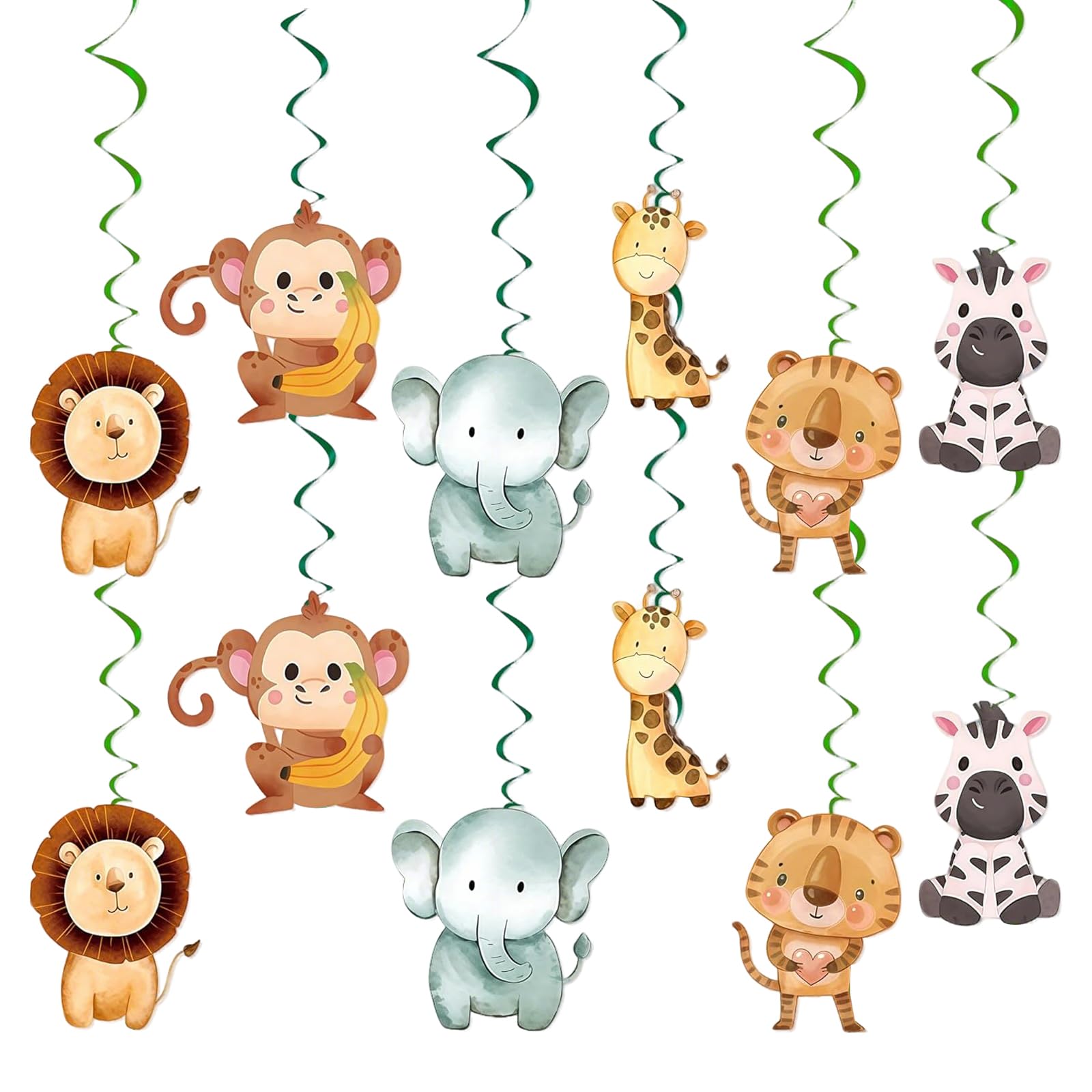 24 PCS Jungle Theme Party Decorations – Safari Animal Hanging Swirl Decorations for Kids Birthday – Jungle Animal Party Decor for Baby Shower, Farm & Woodland Theme