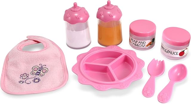 Melissa & Doug Time to Eat! 8 Piece Doll Feeding Set | Toy Dolls | Baby Doll | Doll Accessories| 3+ | Gift for Boy or Girl