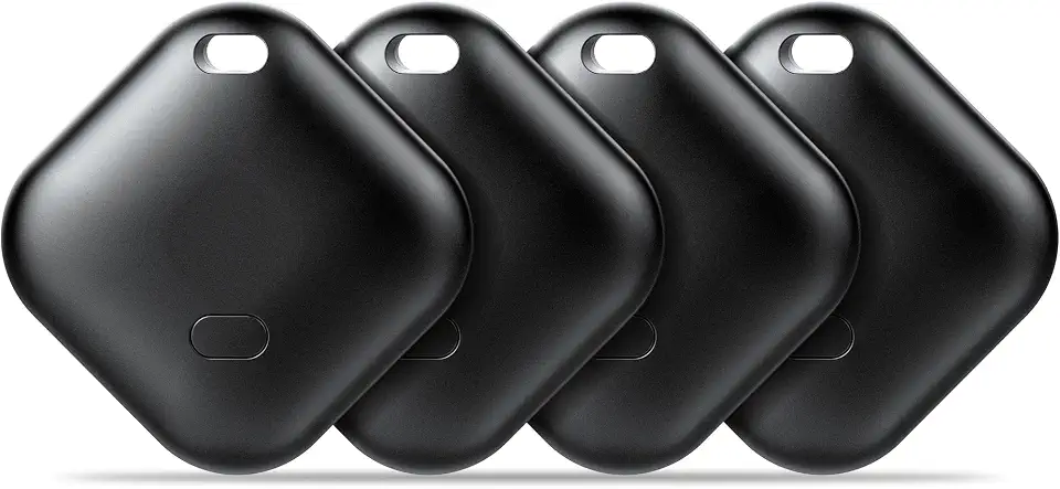 Tracker Android Smart Tag, Bluetooth Tracker Compatible with Google Find My Hub App (Android Only), Anti-Lost Tracker for Keys, Suitcases, Backpacks, Bags & More, Black, Pack of 4