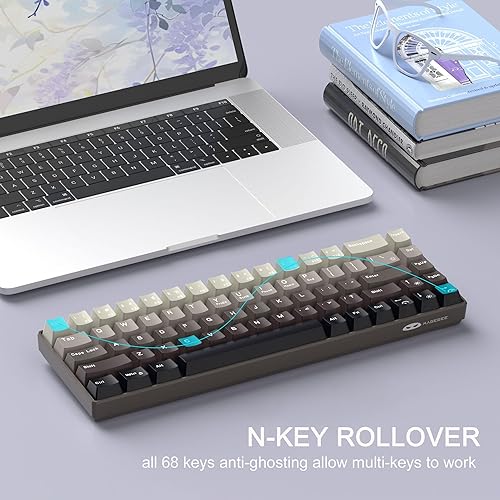 Miniatura 3 de MageGee Teclado mecánico portátil 60% para juegos, interruptor de ballena azul intercambiable en caliente, retroiluminación RGB compacto de 68