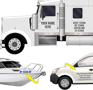 Design Your Own (20 Height Sizes + Unlimited Fonts + 50 Colors) Custom Vinyl Lettering Decal Sticker Auto Car Window, Business Glass, Boat, Truck, Door, Trailer Windshield Graphic Banner Personalized
