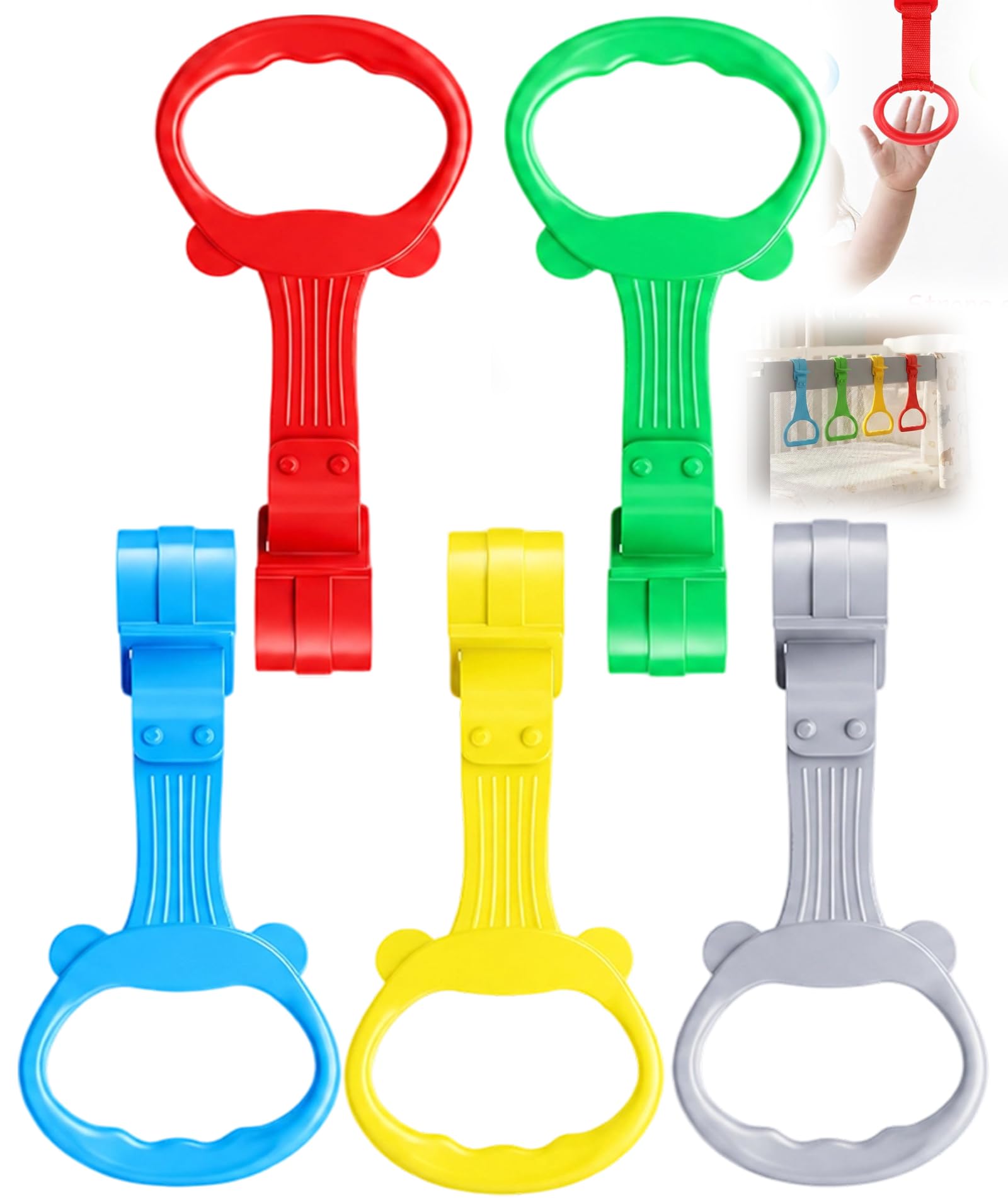 Baby Standing Support, 5-Piece Baby Hanging Rod, Bear Shape Baby Pull Up Rings for Kids, Crib Standing Assistant and Toddler Walking Training Tool-image-46