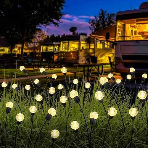 Miniatura 8 de Luces solares para exteriores, 8 modos de flash luces solares de jardín impermeables para exteriores, panel solar separado de 1200 mAh, encadenado a