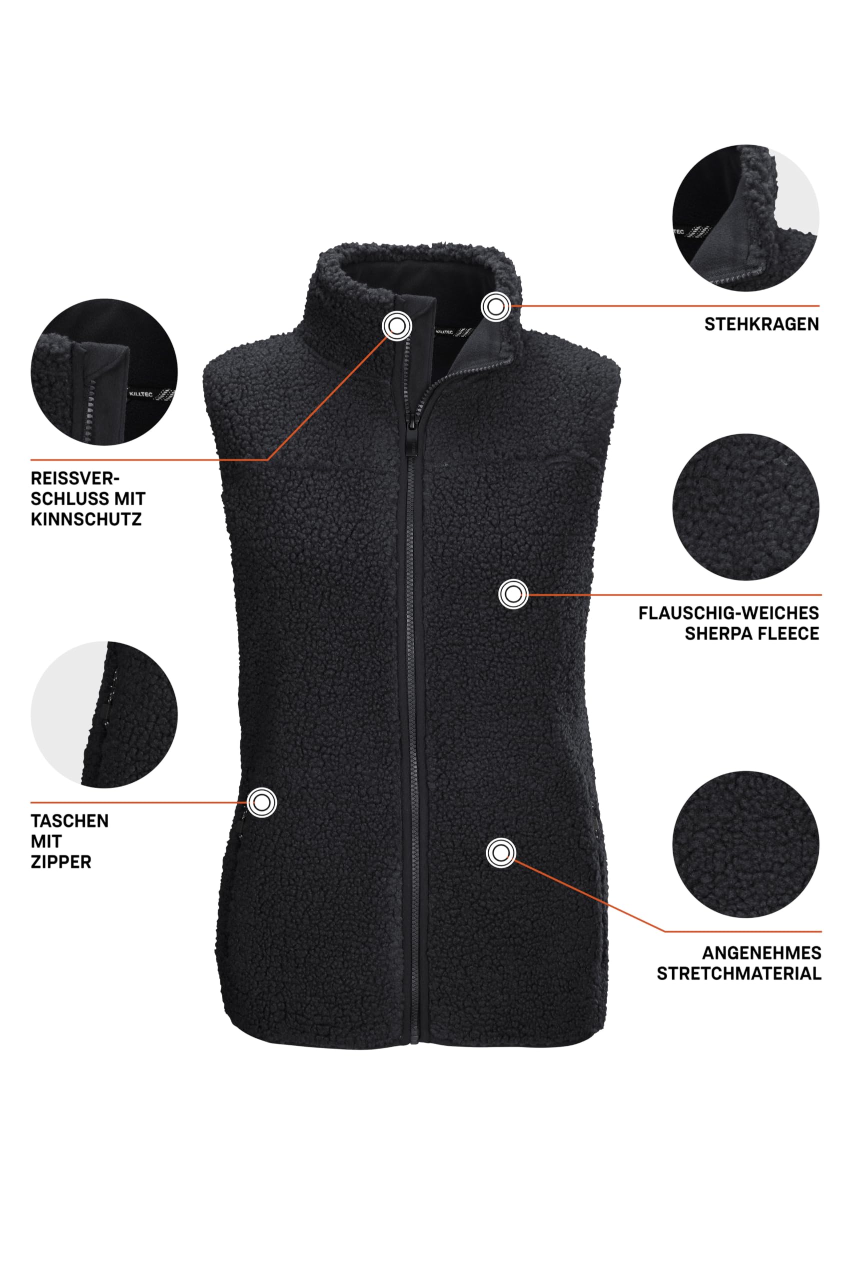 Killtec Damen Kow 7 Wmn Vst Sherpa Fleeceweste mit Stehkragen (1er Pack)
