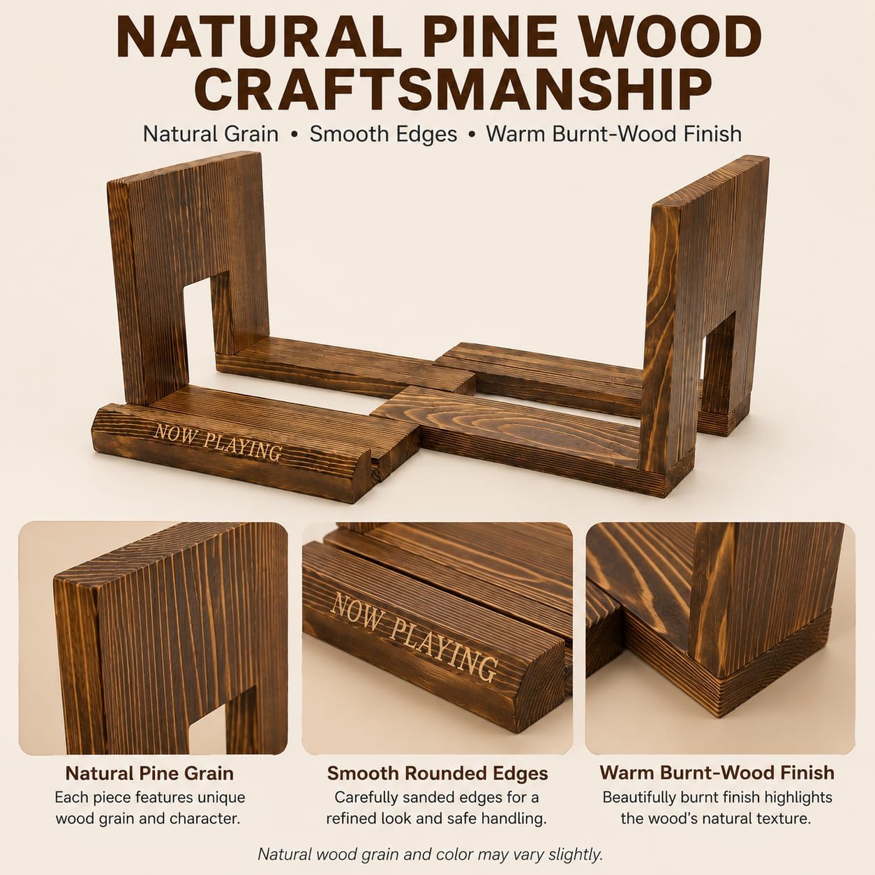 Vinyl Record Storage Holder Pine Wood Record Holder for Albums