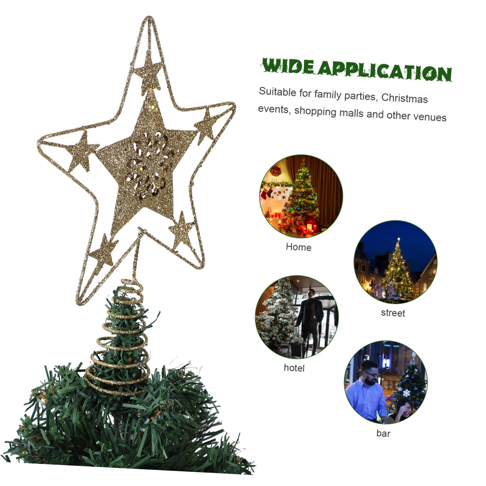 Zerodeko 4 Piezas Estrella Superior del Árbol De Navidad Adorno De La Superior del Árbol De Navidad Luces De Hadas Decoración Navideña Día Festivo Decoraciones Oro Golden Planchar