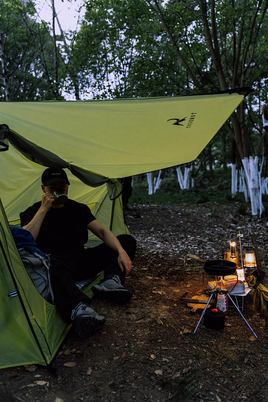 TOMOUNT Ultraleichte Nylon Trekking Shelter EIN-Mann Zelt Kleine Packungsgröße Zeltbahn, 4 Saison Wasserdicht & Winddicht Kompakt Trekkingzelt für Hiking, Wandern, Camping, Outdoor