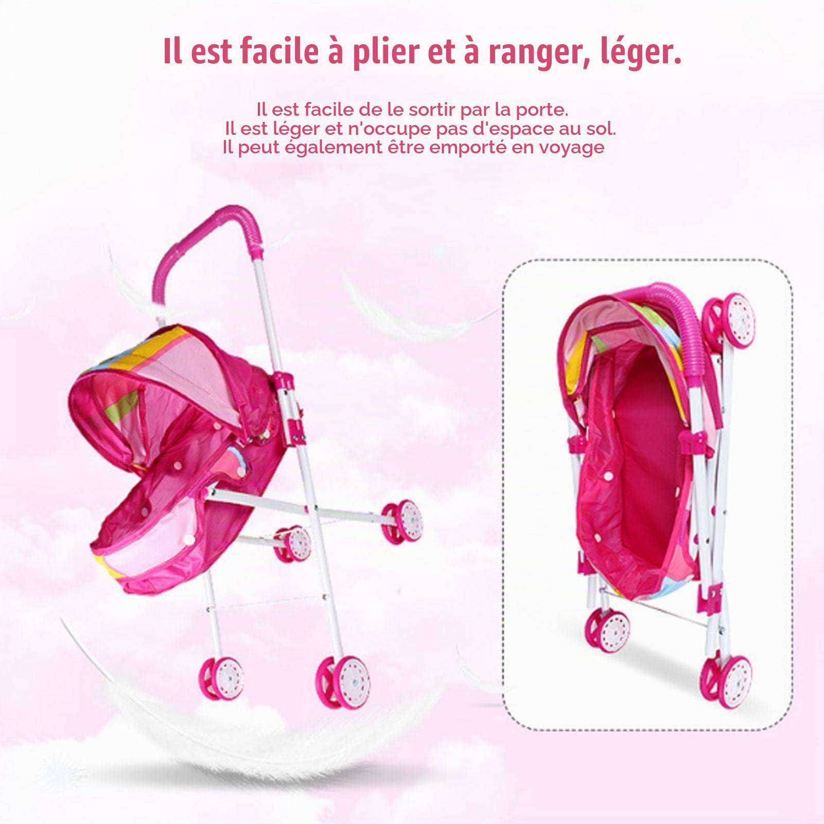 Poussette Bébé 52x25x10CM - Jeu de Rôle pour Enfant, Landau Jouet, Cadeau pour Les Enfants