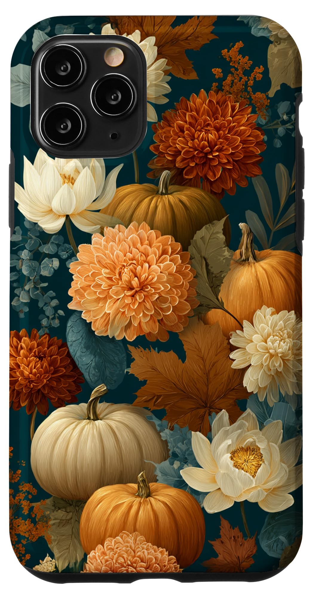 Vintage Autumn Flower Fall Pumpkin Thanksgiving Fall Themed Case for iPhone 11 Pro