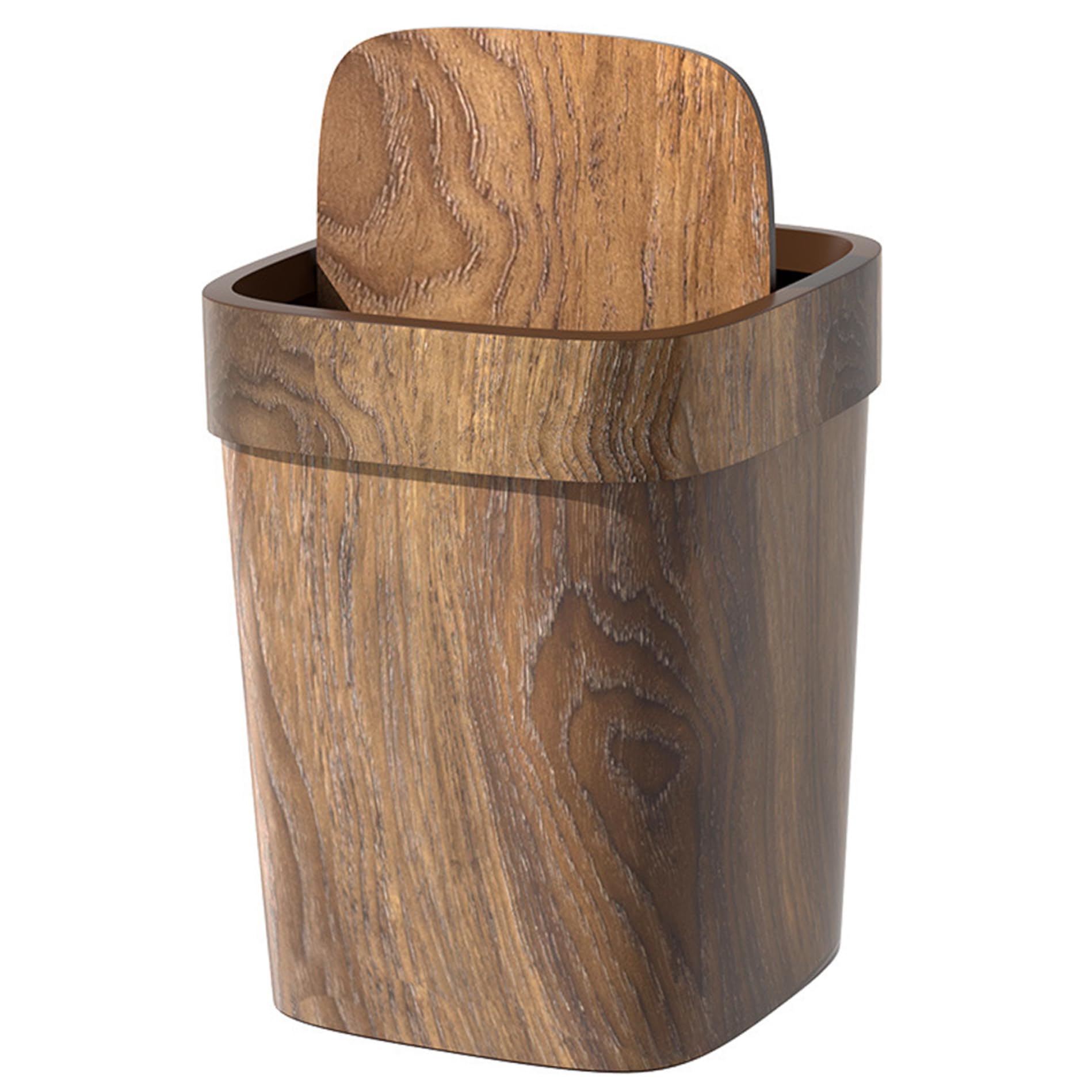 Petite poubelle vintage élégante en finition grain de bois 12L