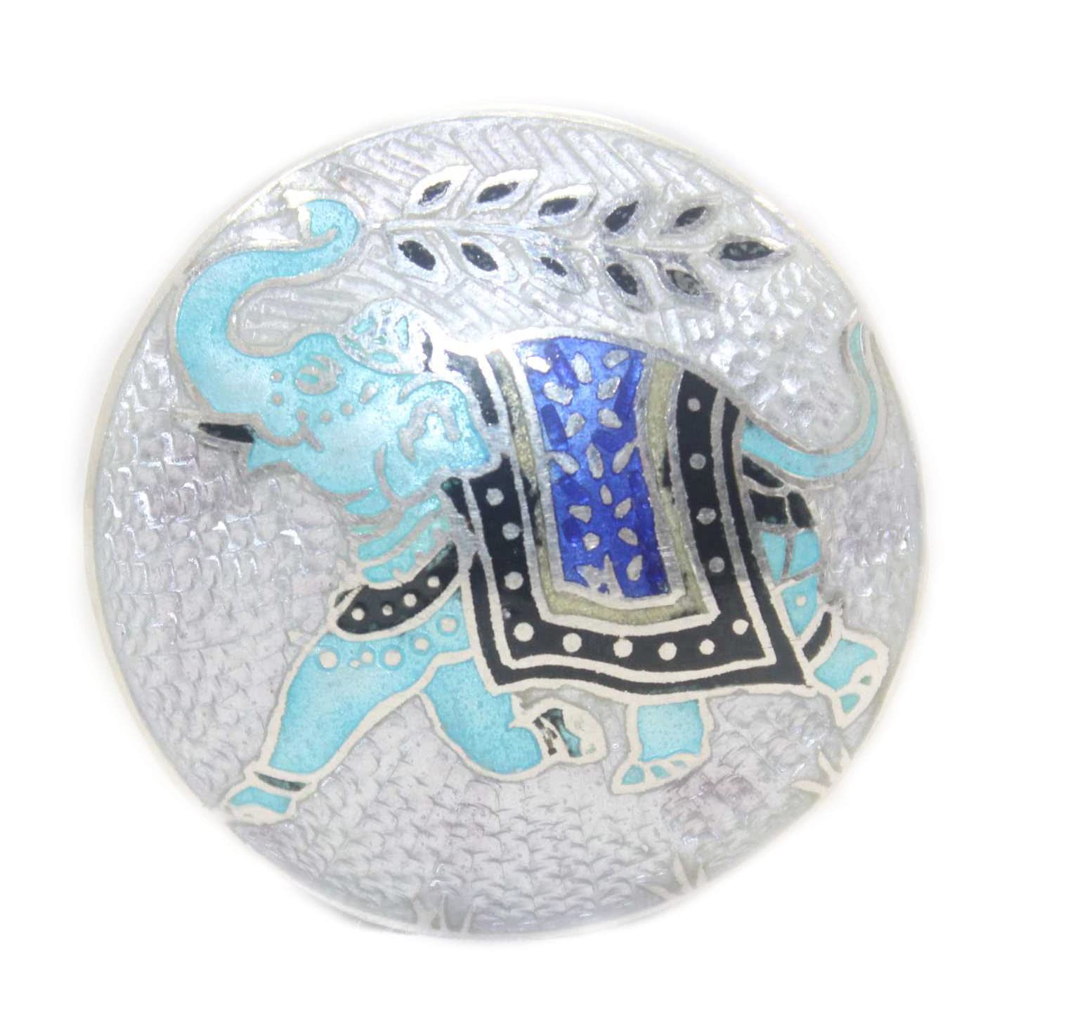 Boîte à bijoux Rajasthan Gems en argent 925, émail cloisonné éléphant d'exception