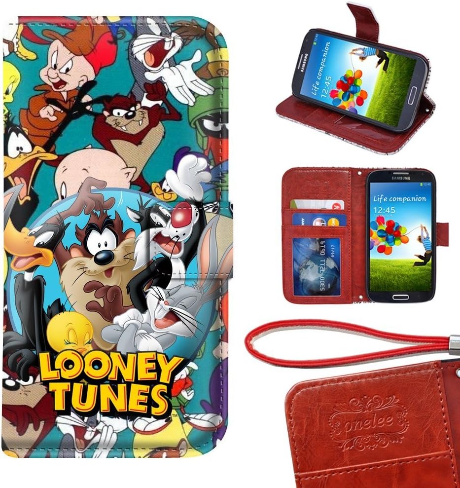 Customized PU Leather Popular Design Looney Tunes Samsung Galaxy S4 Mini Wallet Case With Card Slots