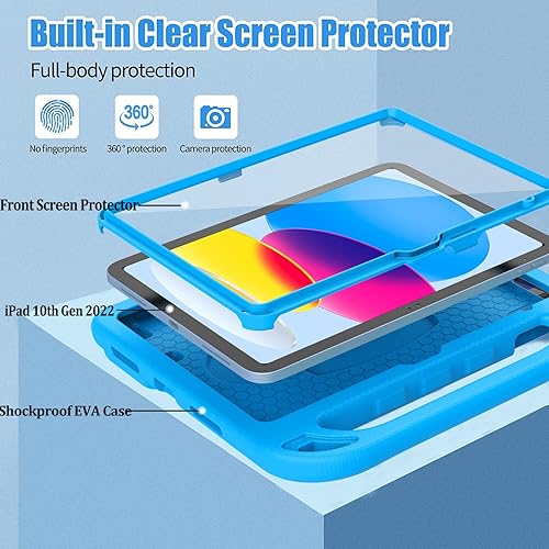 Miniatura 3 de BMOUO Funda para niños para iPad de 11 generación (A16) de 11 pulgadas 2025iPad de 10.9 pulgadas 2022  con protector de pantalla integrado, soporte