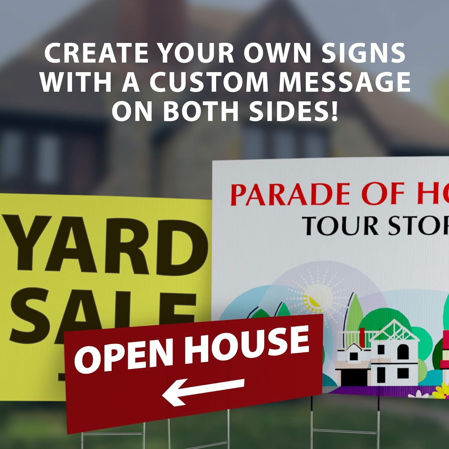 Headline Sign - Blank Yard Sign and H-Frame Ground Stake Sign Holder Set, White, 18 x 24 Inches, 3-Pack (5500) : Patio, Lawn & Garden