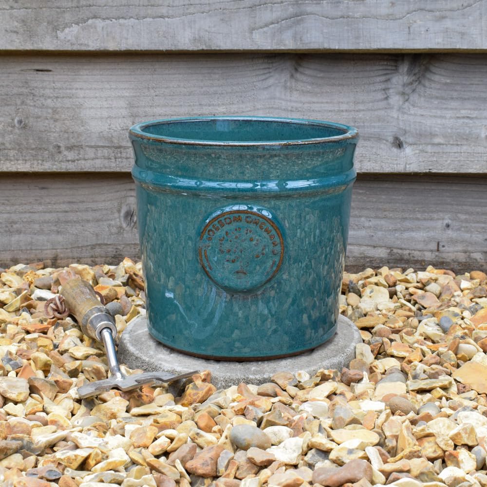 Bedwen Glazed Cylinder Planter - Blossom Orchard (Teal, Small) — image 1