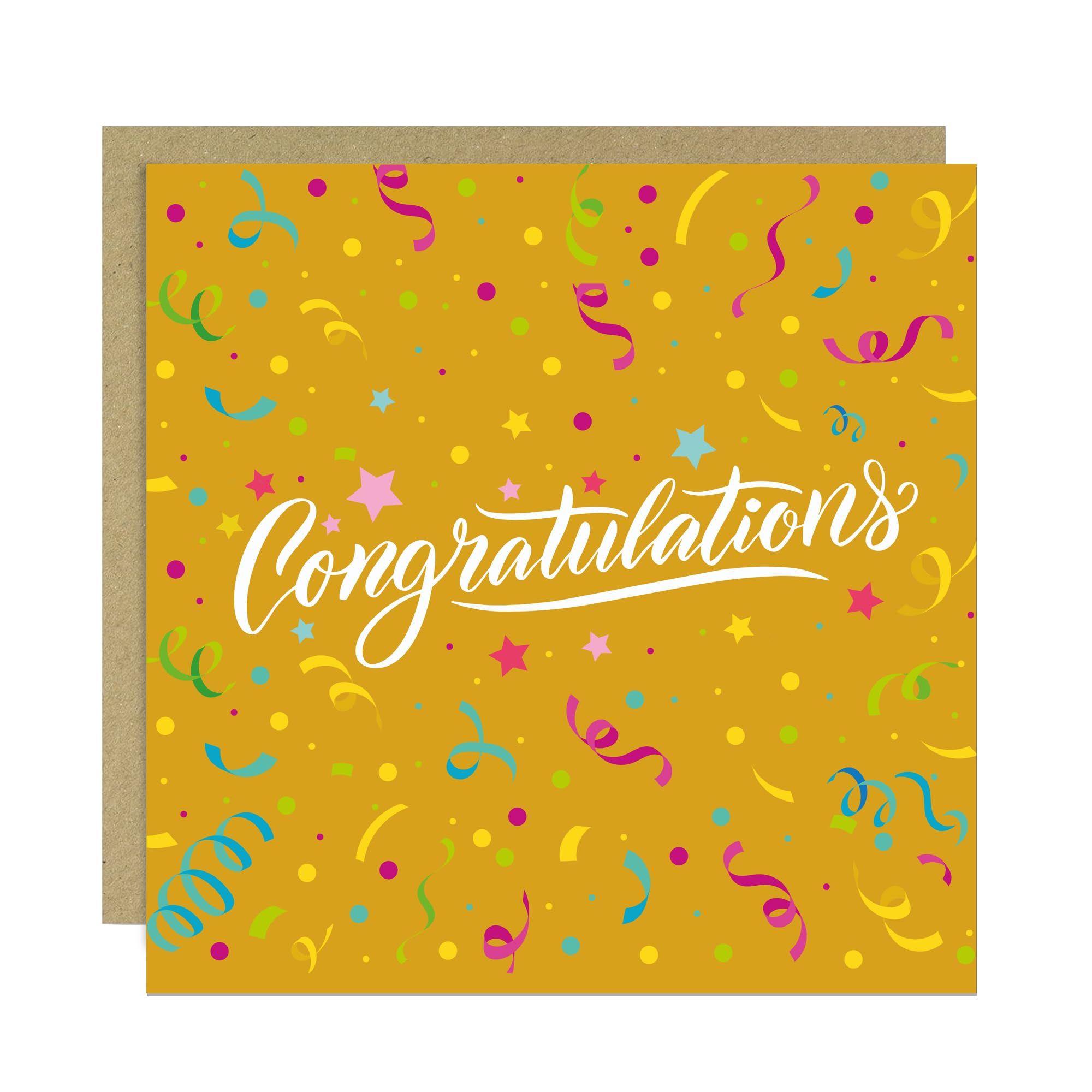 RED OCEAN Congratulations Card Passed Exams Graduation Congrats Card For Daughter Son New Job Retirement Well Done Appreciation Cards 145x145mm With Kraft Envelope (Congratulations - Yellow)