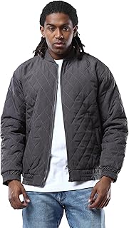 ريفين جاكيت مبطن للرجال بلون رمادي داكن مع حاشية مرنة