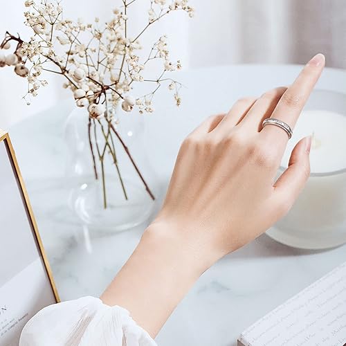 Miniatura 4 de Anillo giratorio de plata de ley S925 con texto en inglés "Faith Hope Love", anillo inspirador antiansiedad