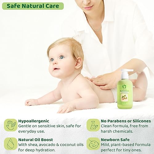 Miniatura 6 de KINDORA TenderShea - Loción para bebé, manteca de karité, aloe vera y aceites calmantes, hipoalergénica, a base de plantas, hidratante suave para