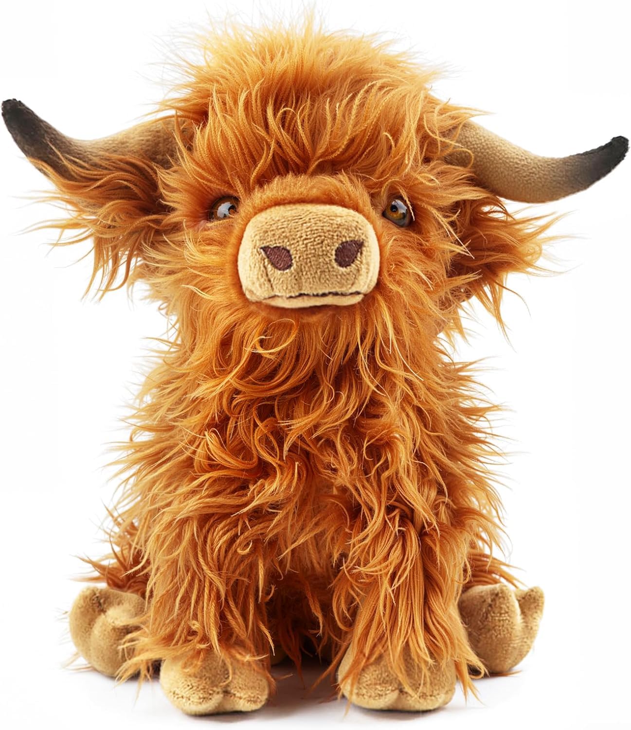 LINYIJOY Highland Cow Kuscheltier 1 Stück Extra Weich & Formstabil, Highland Cow Plüsch Hochlandkuh Plüschtier für Geschenk Geburtstag Weihnachten Party Deko Fans Kinder (Süß Design Größe 28cm)