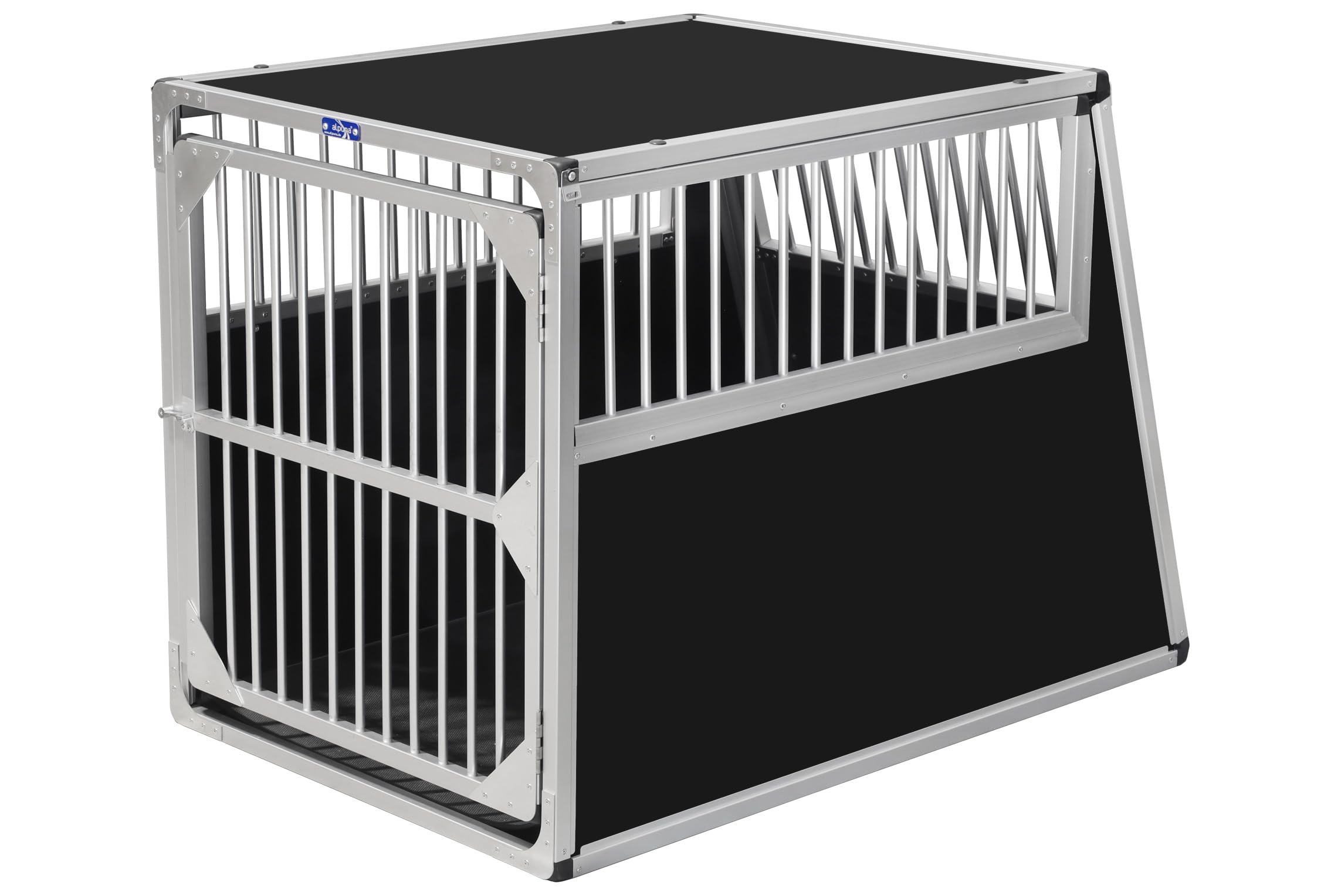 ALPUNA Transportbox N92 – Aluminium Hundebox 120×75×85 cm, Auto Hundebox mit Notausstieg, sicherer Hundetransport im Kofferraum mit Stoßstangenschutz 75 * 90cm