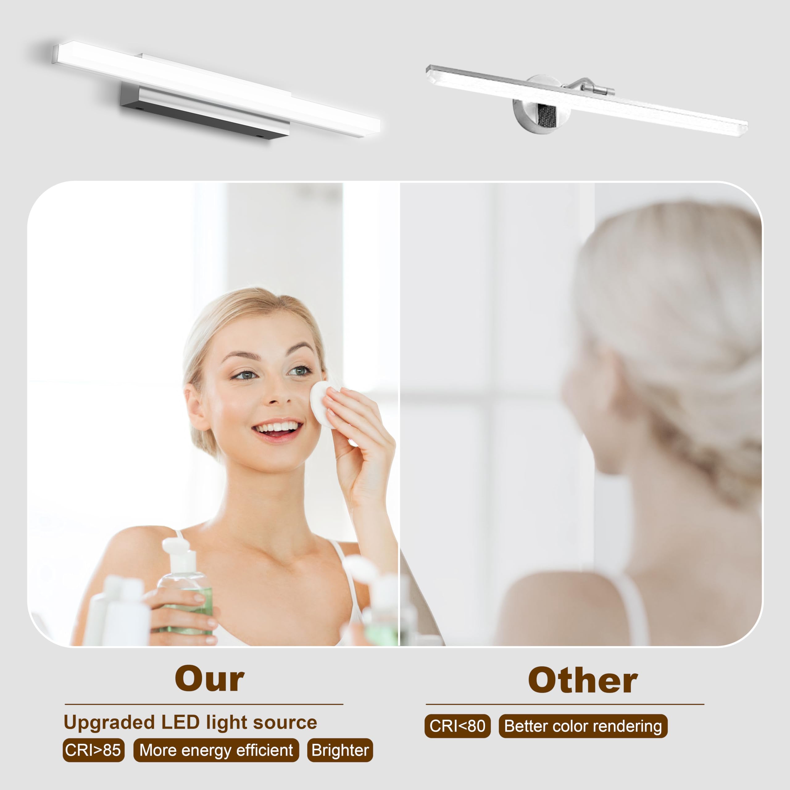 SUZNIU LED Bathroom Mirror Light, 40 cm Light for Bathroom Mirror IP44 Cold 6000 K LED, 6 W Bright Cabinet Lamp - Image 4