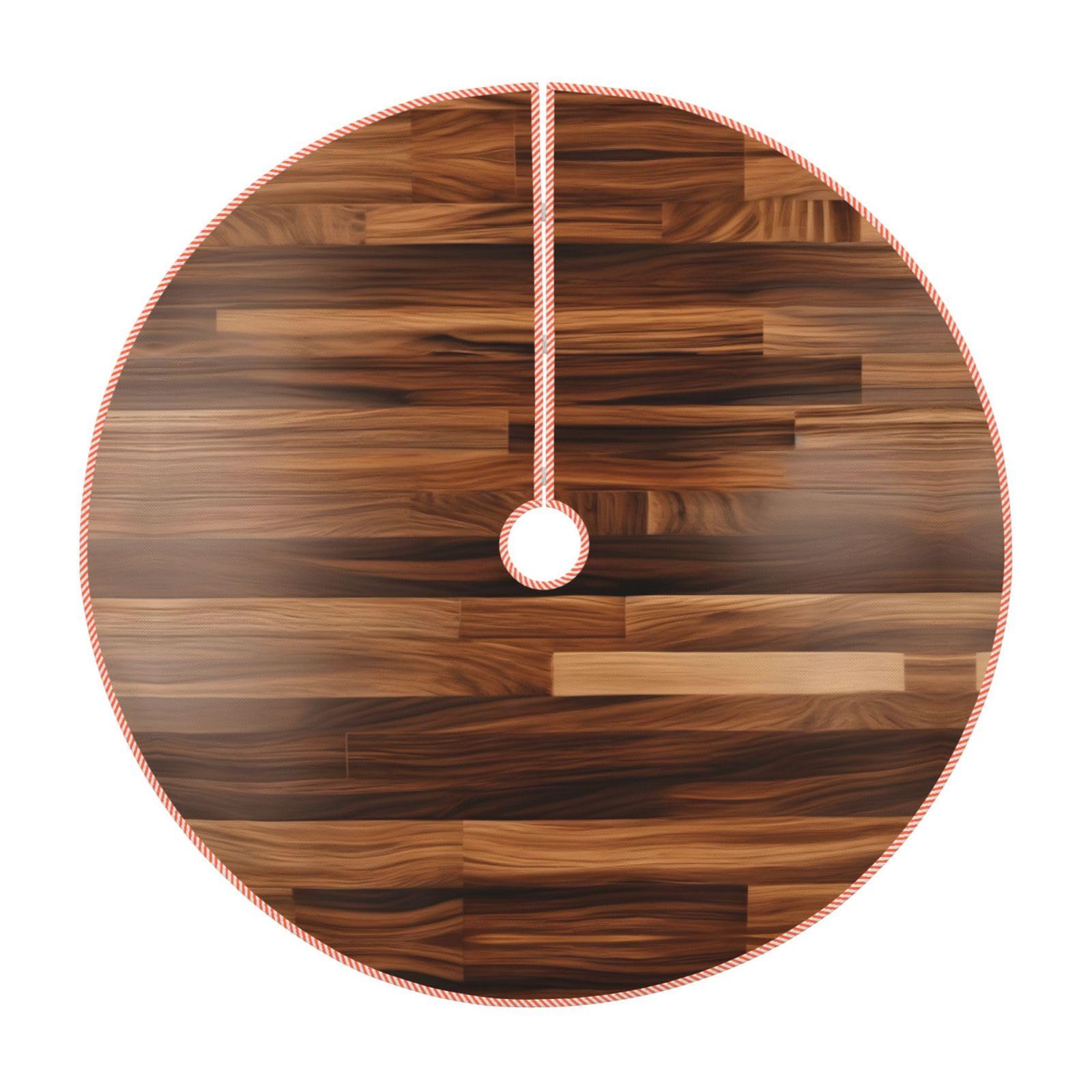 Jupe de sapin de Noël rustique tapis de sol épais imprimé bois décoration intérieur extérieur