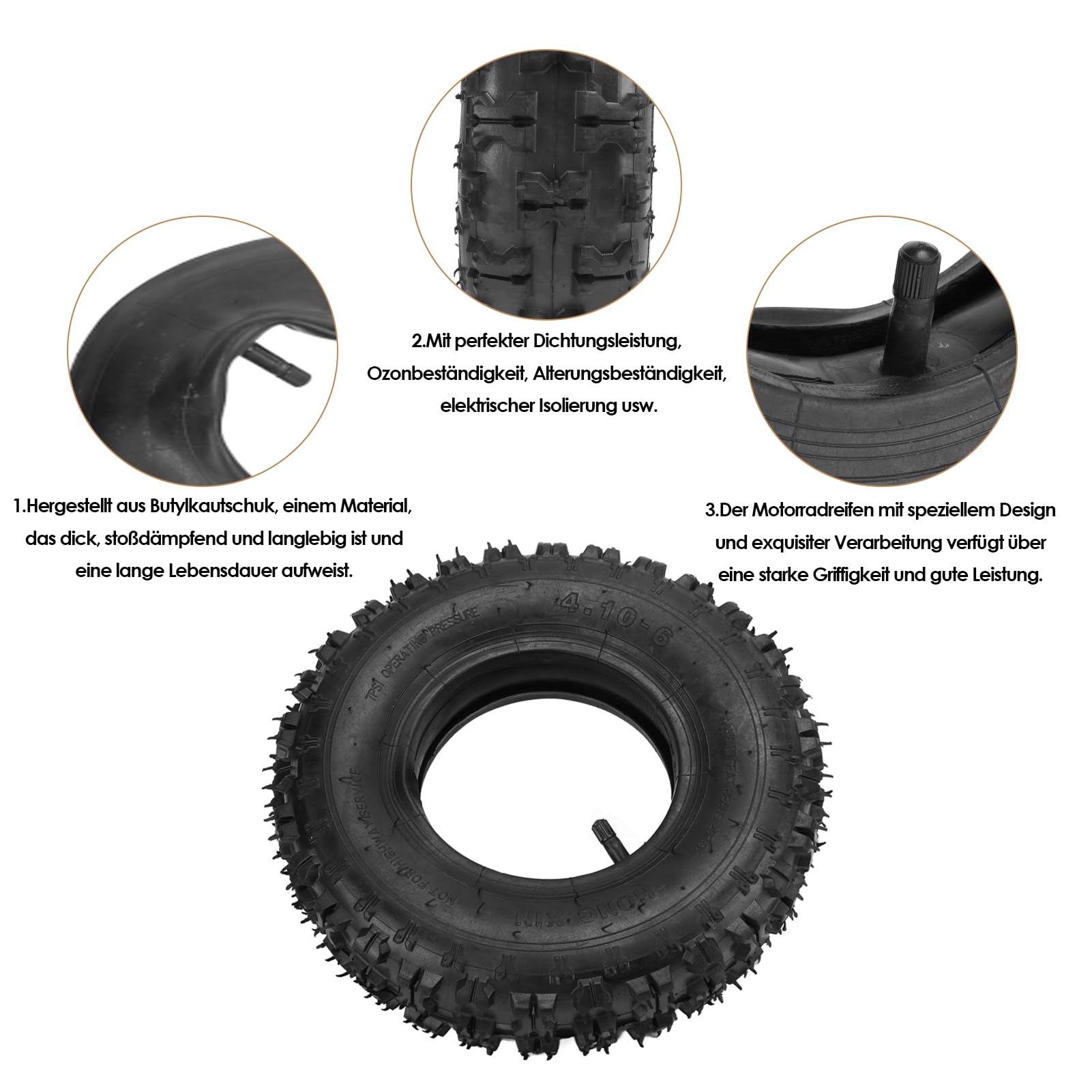 4.10-6 Binnenband, Buitenband Dikker Rubberen Band voor ATV Go Kart Mini Quad 47cc 49cc Sneeuwmotorfiets