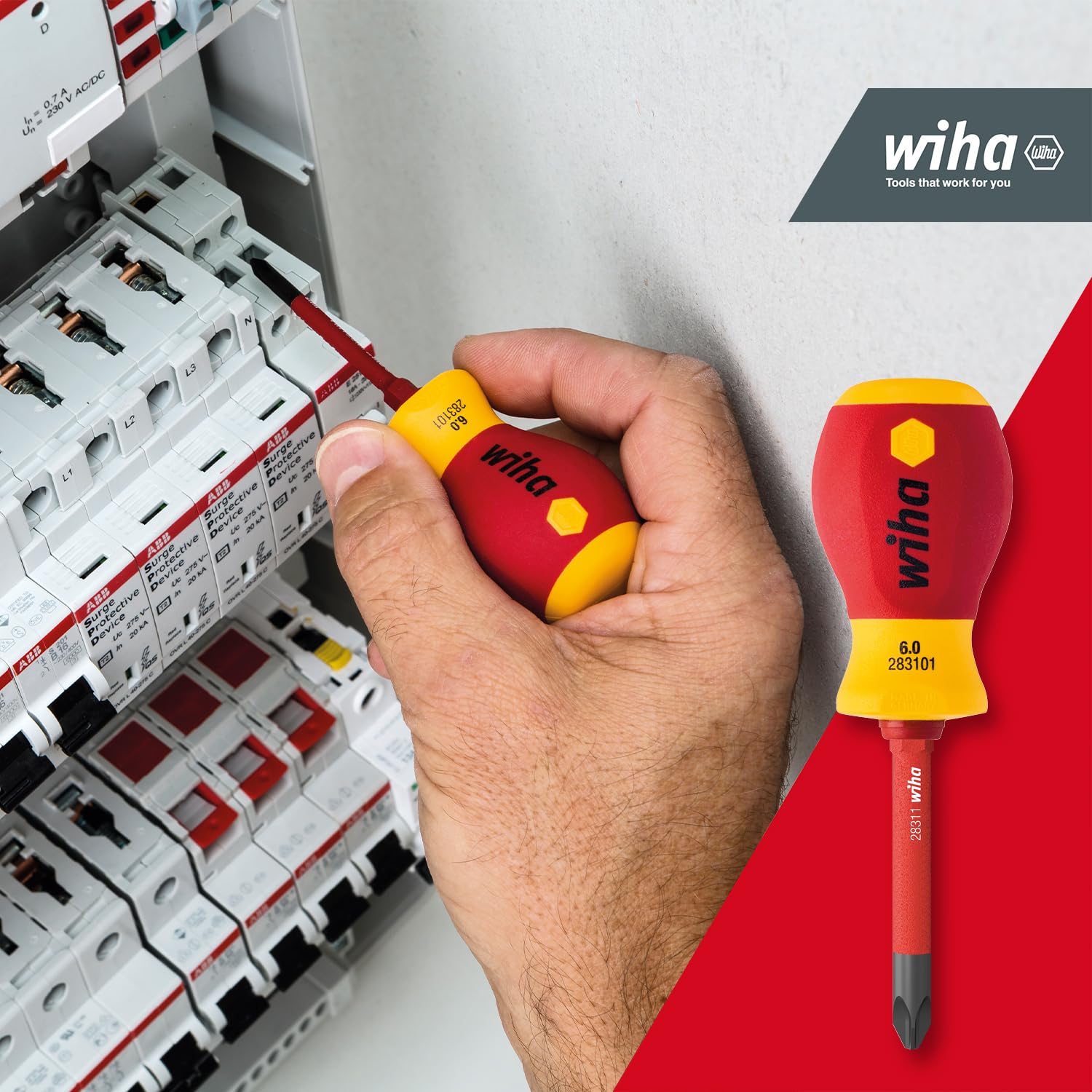 Wiha SB28310101 SB 2831-01 SoftFinish Electric SlimVario Stubby Red Yellow