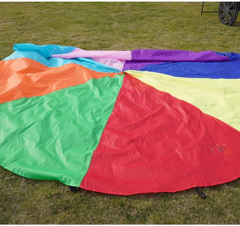 Rainbow Parachute, Play Parachute, Play Parachute with Handles for Cooperative Team Building Games Gymnastics Cooperative Play Outdoor Playground Activities(4 * 4M)(4 * 4M)