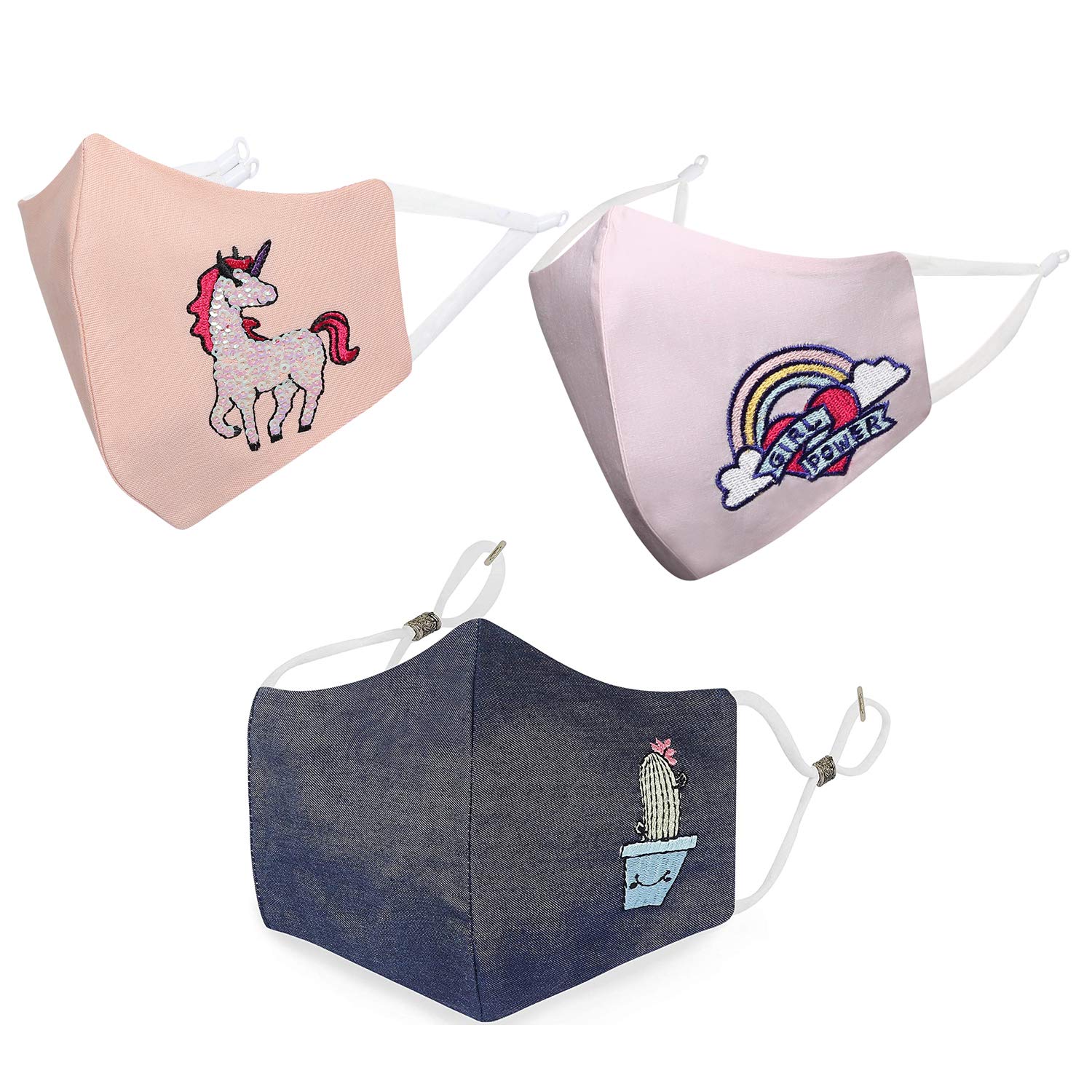 MASQ By Q-One 4 Layer, Reusable Anti-Bacterial Cotton Cloth Face Mask (7-12 Years, Denim Blue-Pink-Peach, Pack of 3, Without Valve) for Kids (B08JPL5HPB) Amazon Price History, Amazon Price Tracker