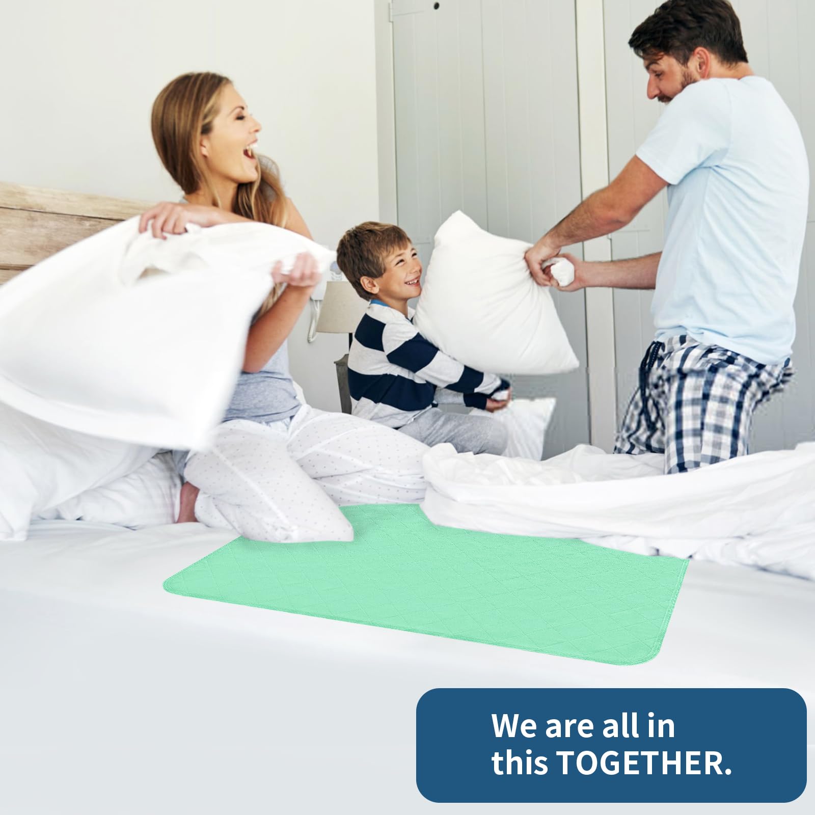 Cubrecolchón impermeable, almohadillas de cama para incontinencia, lavable, antideslizante, lavable, 132 x 86 cm, protector absorbente reutilizable para mojar la cama, niños, mascotas, personas