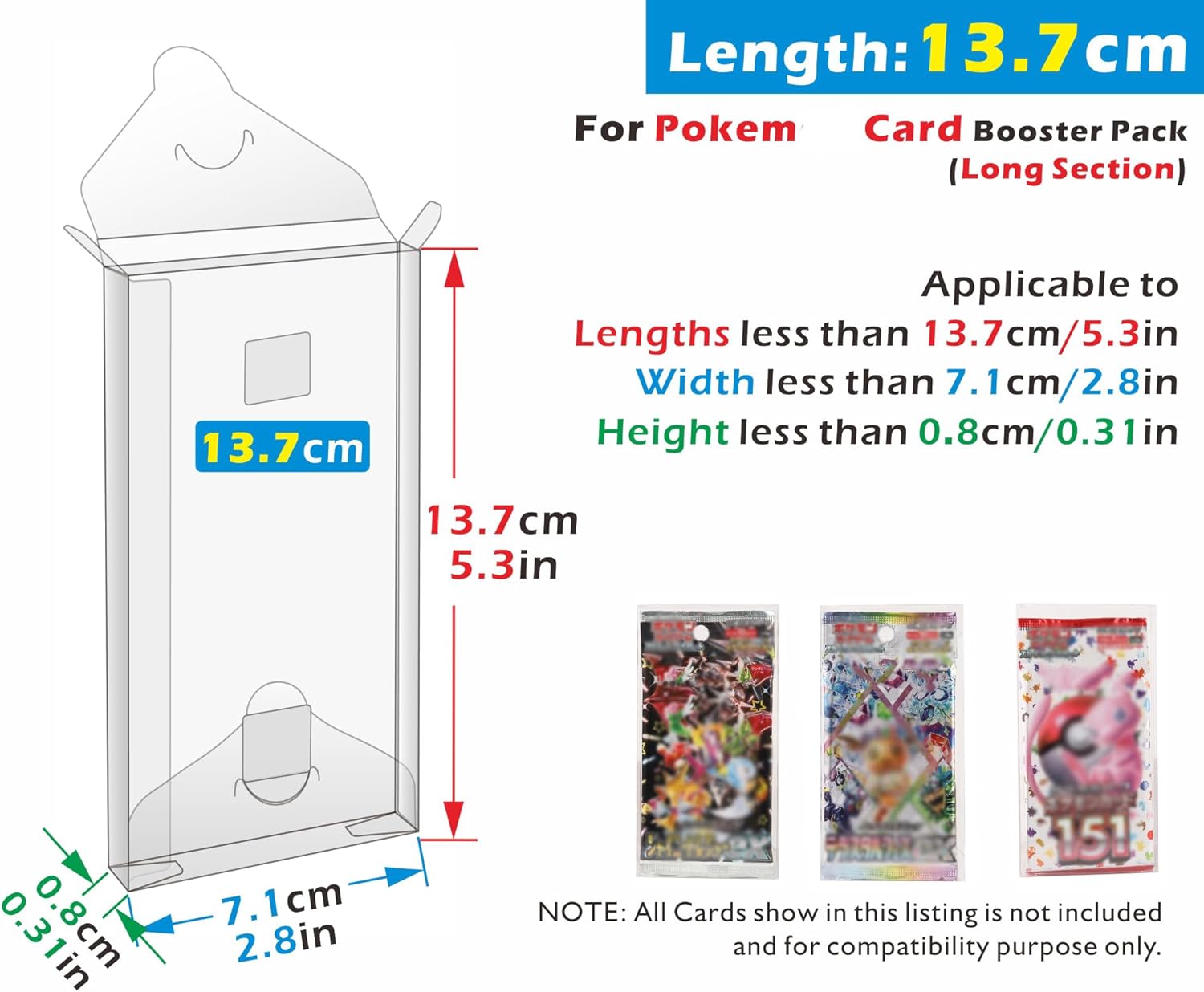 10 Pack Plastic Folding Protector Cases for Trading Card Booster Pack (Length: 13.7cm(5.4 in))