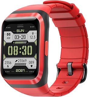 NOETS Fitness Tracker Watch Heart Rate SpO2 Monitor IP68 Waterproof Sports Activity Tracker Multiple Sport Modes App Message Reminder Android IOS,Green(Red)