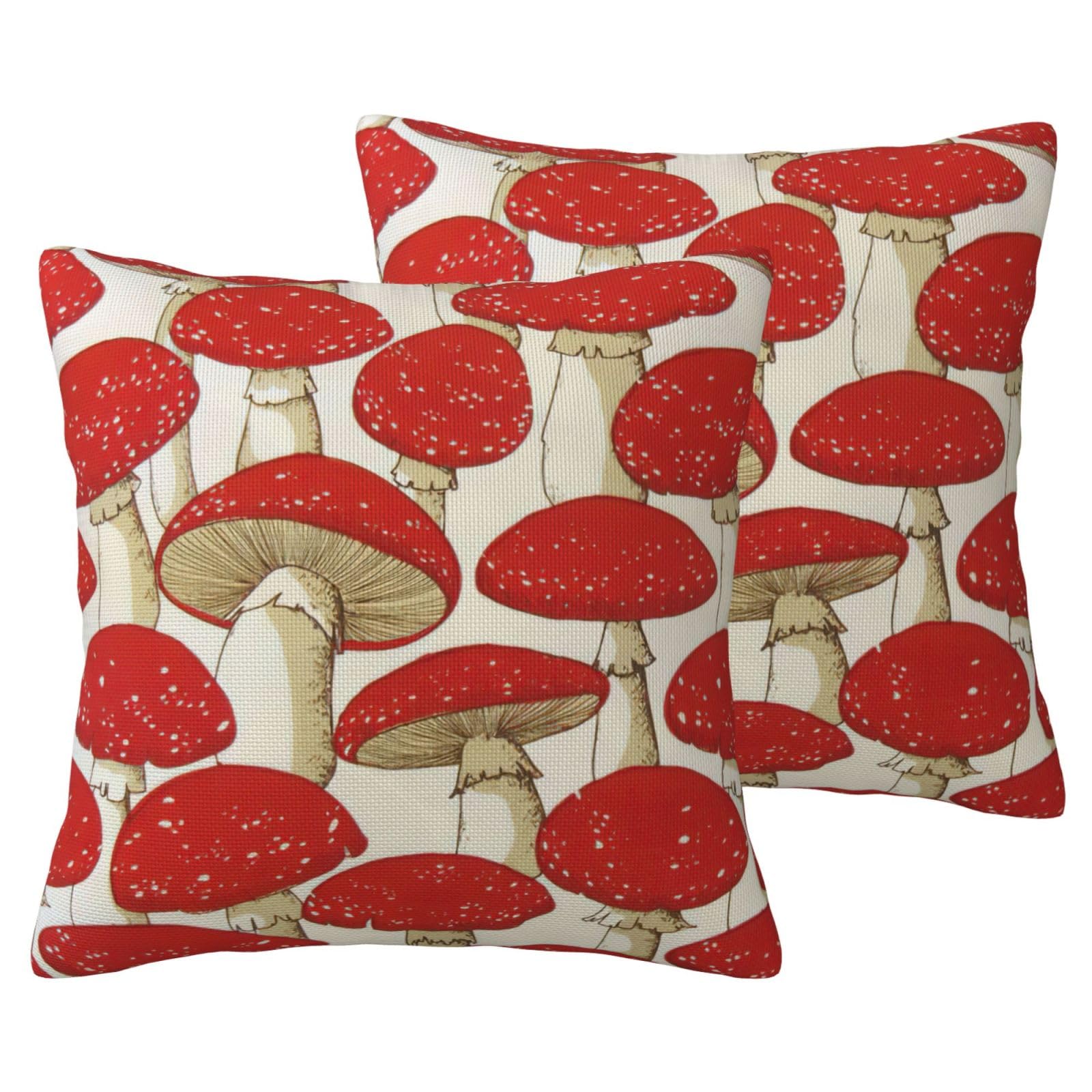 Housses de coussin imitation lin pour canapé terne à motif champignon
