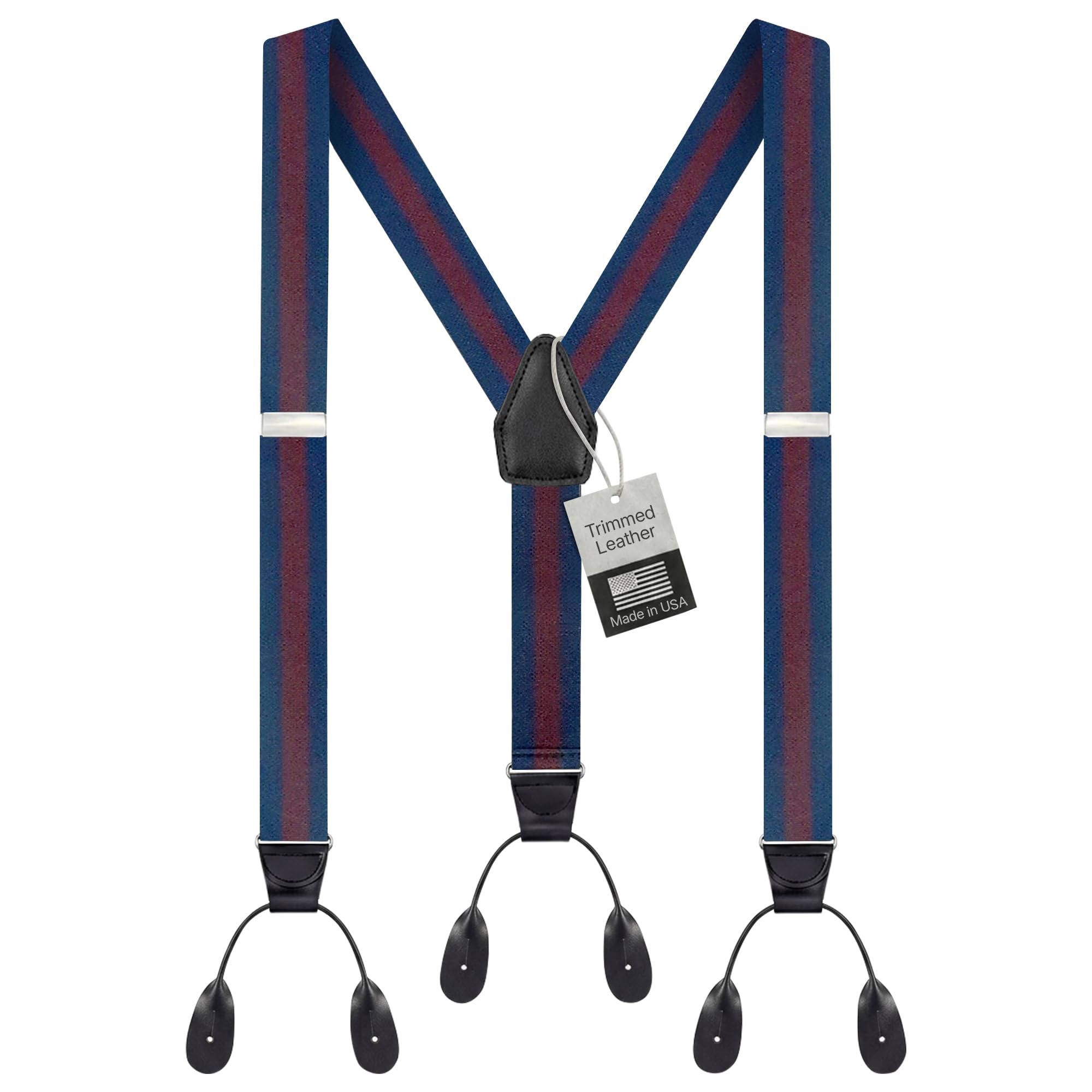HOLD'EM Tuxedo Button Suspenders for Men – Mens Dress Suspenders Formal | 100% Genuine Leather | Made in USA | Regular &amp; Tall