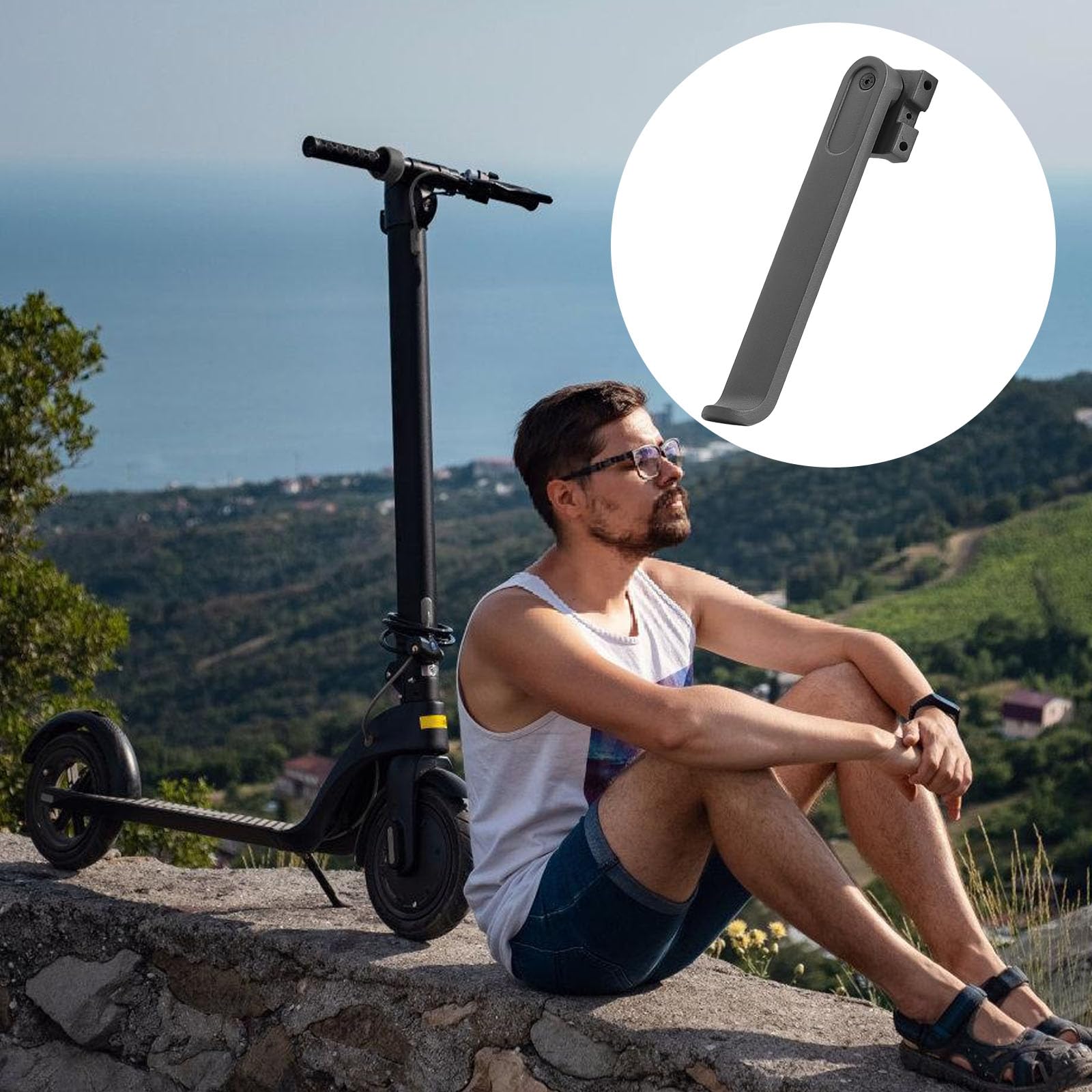 Béquille antidérapante pour trottinette - Facile à installer - Pour VTT et vélo de randonnée - Côté aluminium