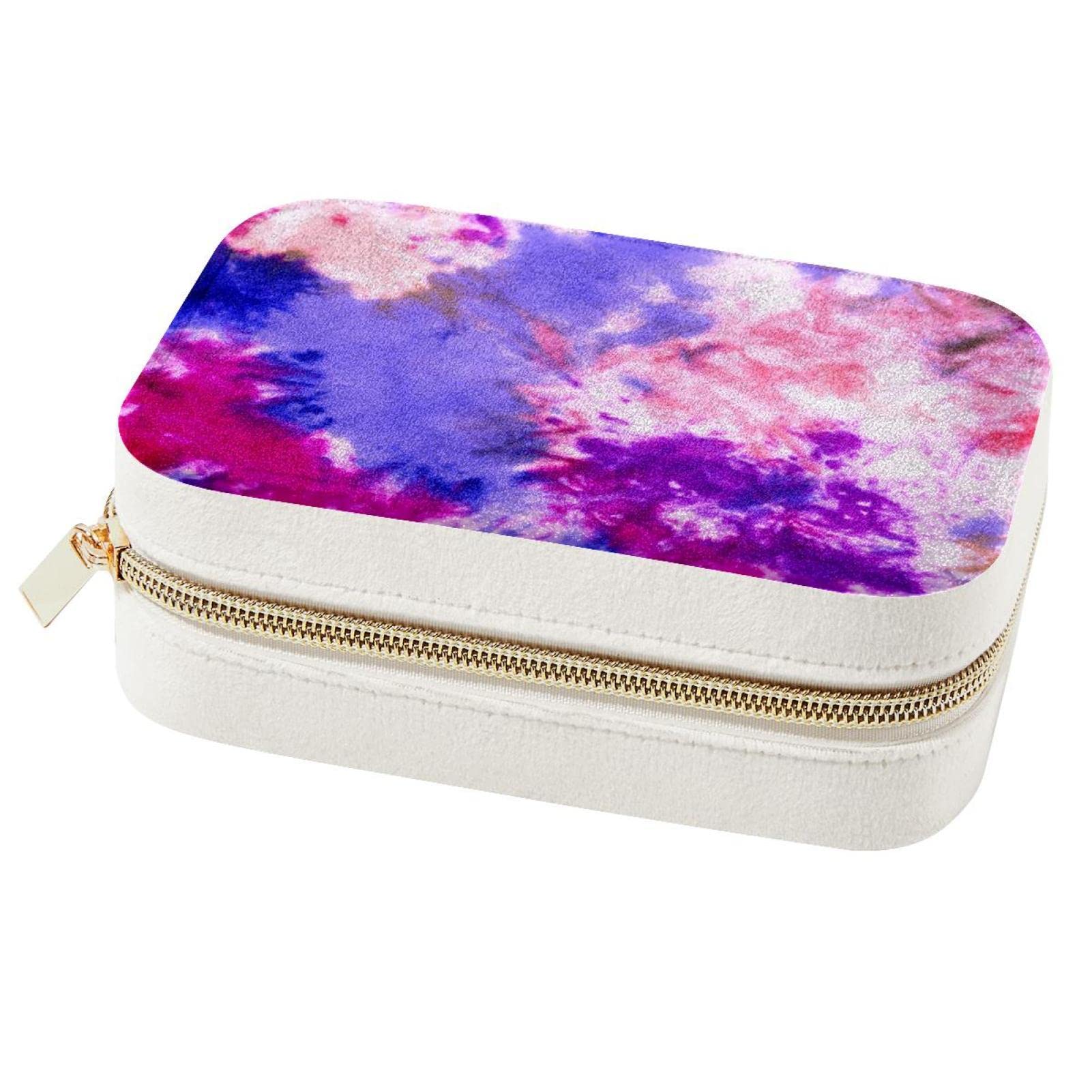 Boîte à bijoux portable tie-dye pour voyage avec rangement bagues et colliers