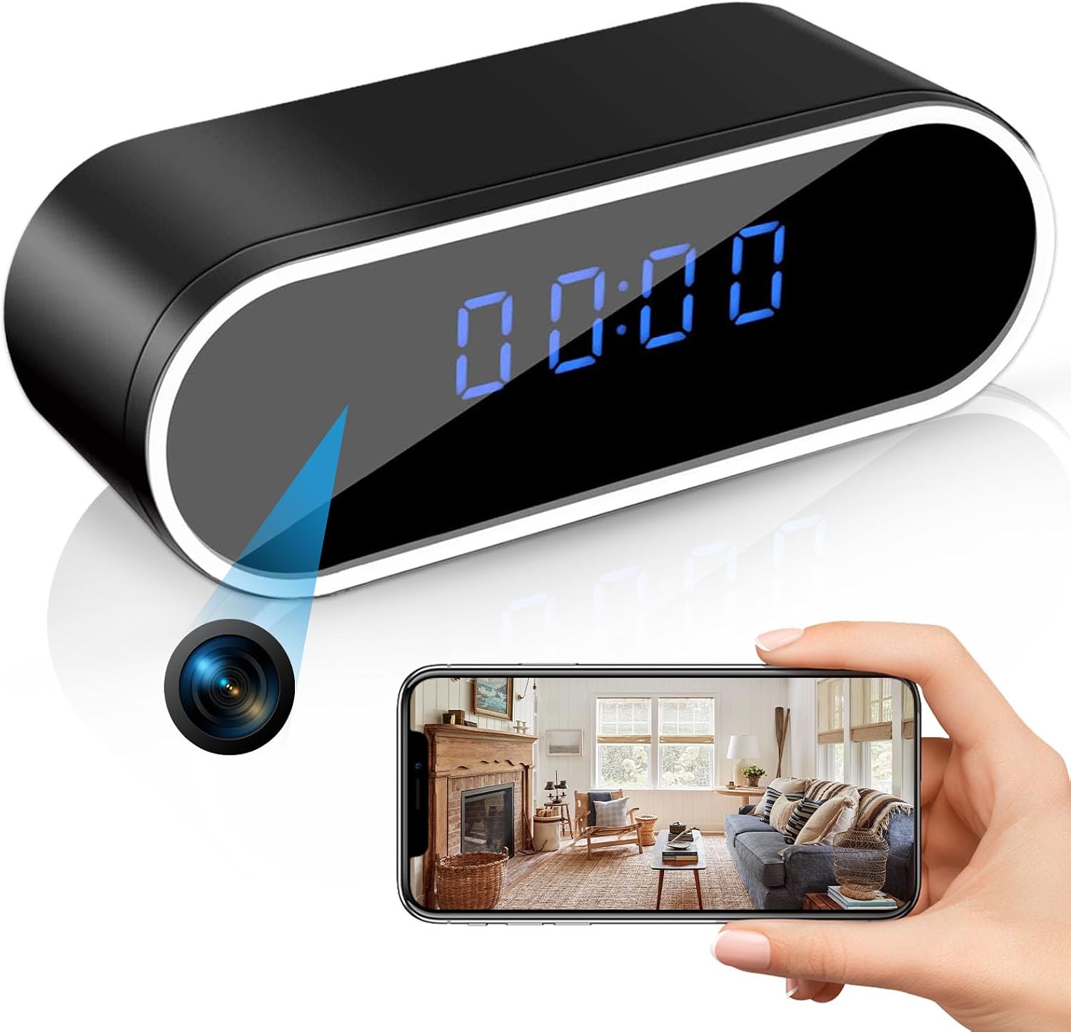 Wifi Hidden Clock Camera 1080p, Spy Camera with Night Vision, Secret Camera with Motion Detection & Mobile App Control, Nanny Cam Hidden Camera Covert Camera for Home, Office
