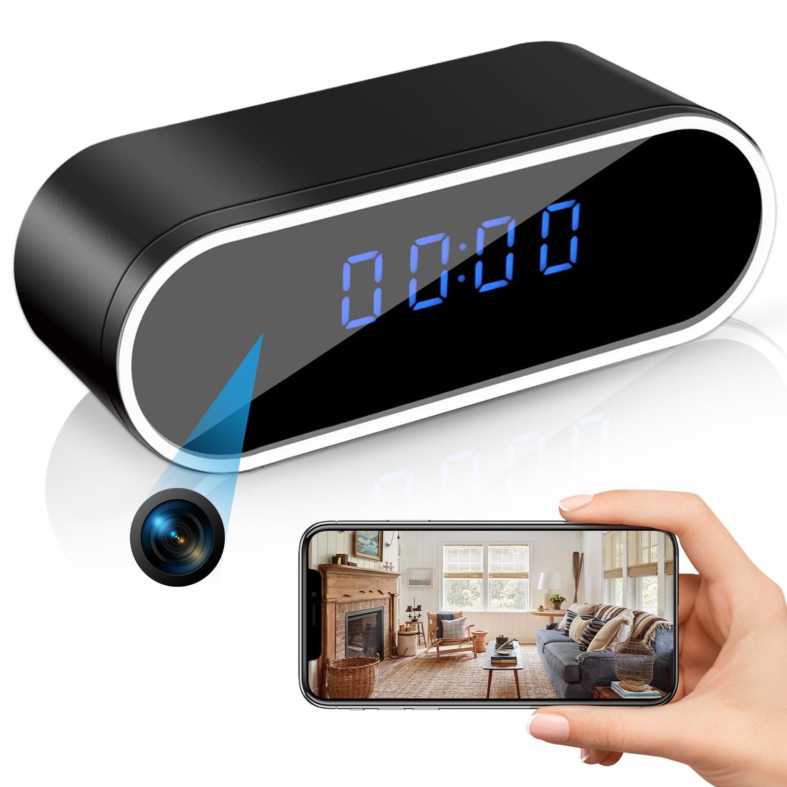 Sueirn Wifi Hidden Clock Camera 1080P, Spy Camera With Night Vision, Secret Camera With Motion Detection & Mobile App Control, Nanny Cam Hidden Camera Covert Camera For Home, Office