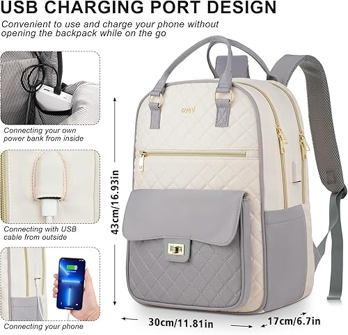 Miniatura 4 de Mochila escolar para adolescentes, mochila de 15.6 pulgadas para computadora portátil para mujeres, gran mochila para viajes, trabajo, enfermeras,