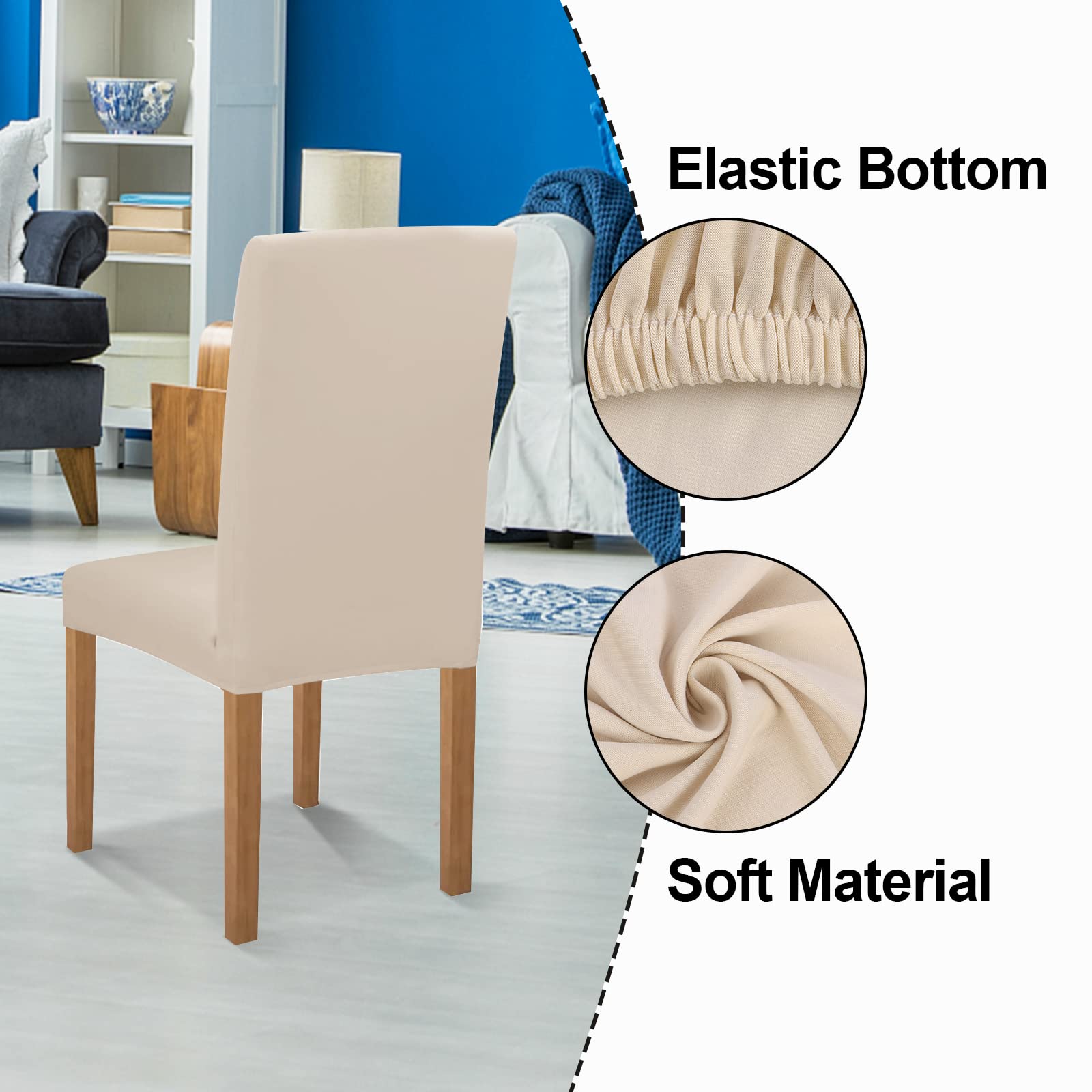 Juego de 6 fundas elásticas universales para silla, fundas de silla de comedor, fundas elásticas y lavables, para comedor, banquete, boda, fiesta, decoración (Off-White)