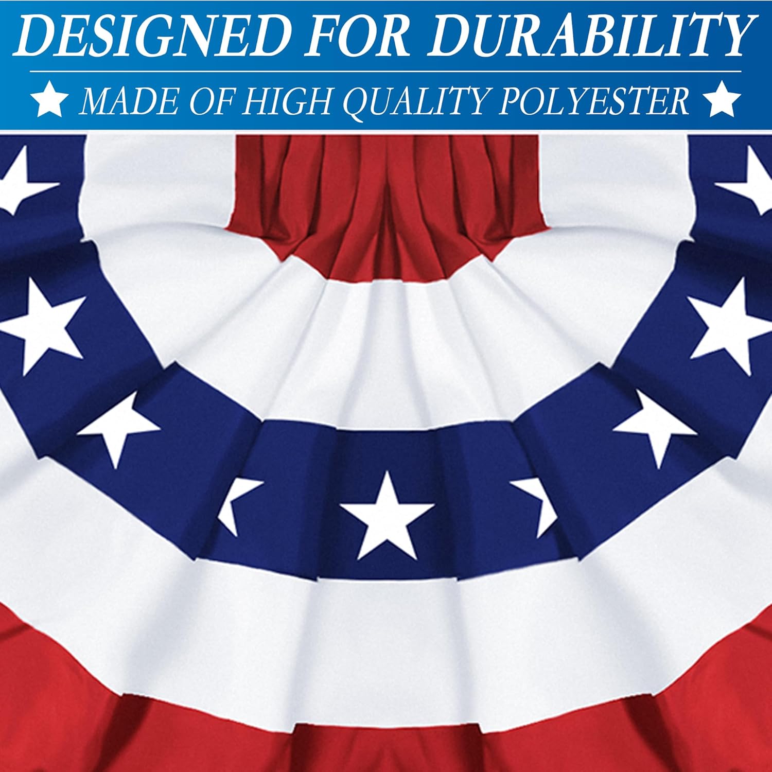 4 Pack Large Size 3 X 6 FT American Bunting Flag 4th of July Decorations, USA Pleated Fan Flag Memorial Day Patriotic Half Fan Banner 100% Polyester Fourth July Independence Day Outdoor Indoor Decor