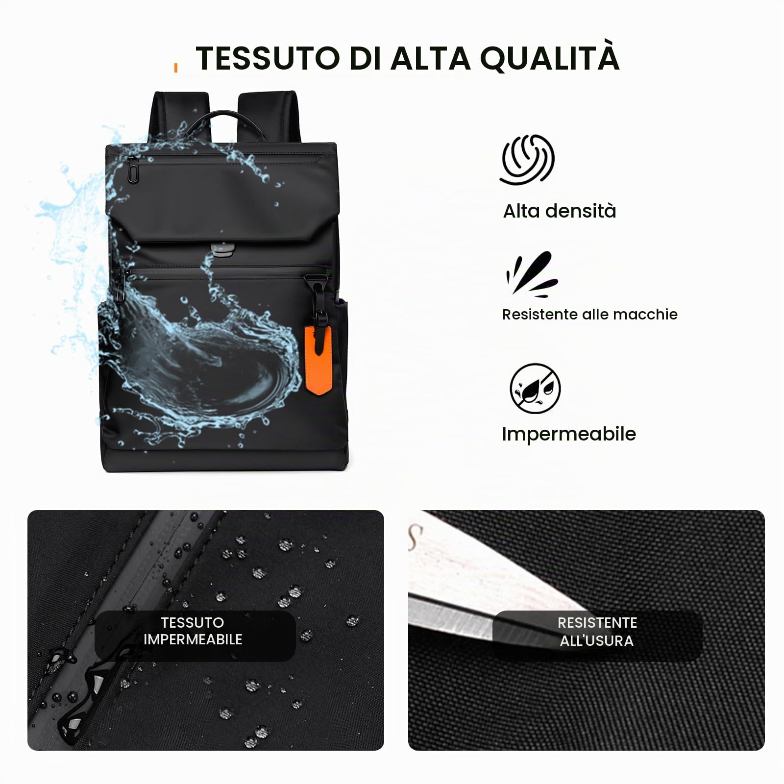 SONARIN Zaino Uomo,Zaino Lavoro Impermeabile Zaino Porta PC 15,6 Pollici Zaino da Viaggio Borsa Casual Zainetti per Laptop con Porta USB per Università Ufficio
