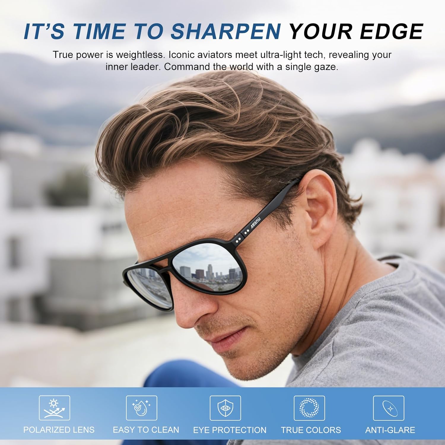 Polarized Aviator Sunglasses for Women, UV400 Protection, Lightweight Comfortable Fit, Large Frame