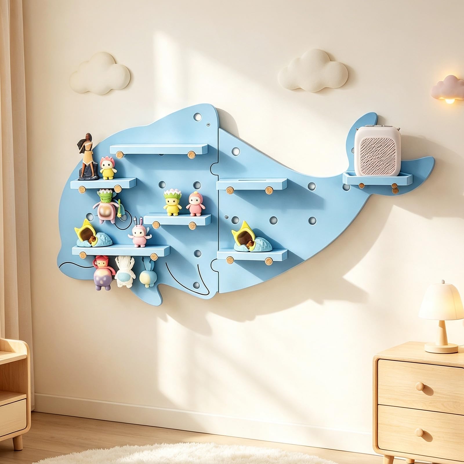 Étagère Tonie Dauphin Bleu, étagère murale pour Toniebox et Figurines