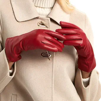 MGGMOKAY Women's Nappa Lambskin Leather Gloves with Cashmere Lining