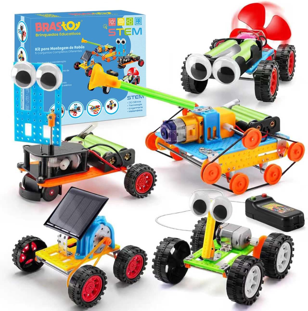 Brastoy Ciência STEM Educativos Brinquedos Infantil Blocos Montar Construção de Robôs Experimentos Projetos de Engenharia (5 em 1)