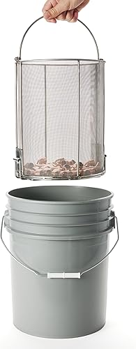 Miniatura 4 de Dip N' Drain - Cesta de limpieza de piezas de acero inoxidable para cubos de 5 galones (cubeta incluida)  Malla de 132 pulgadas, mango oscilante,
